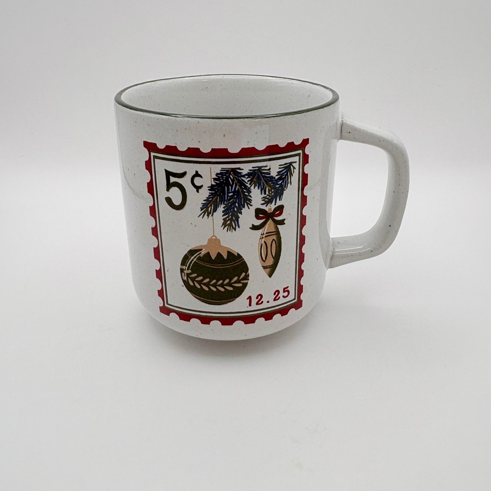 Hearth & Hand Magnolia Coffee Tea 4" Mug Holiday Christmas Stamp Stoneware